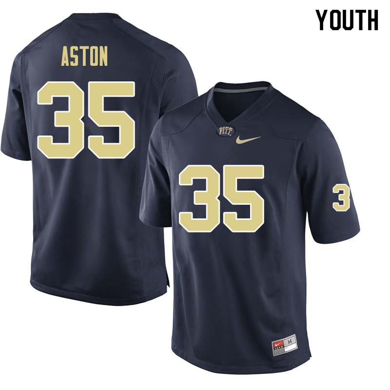 Youth #35 George Aston Pittsburgh Panthers College Football Jerseys Sale-Navy